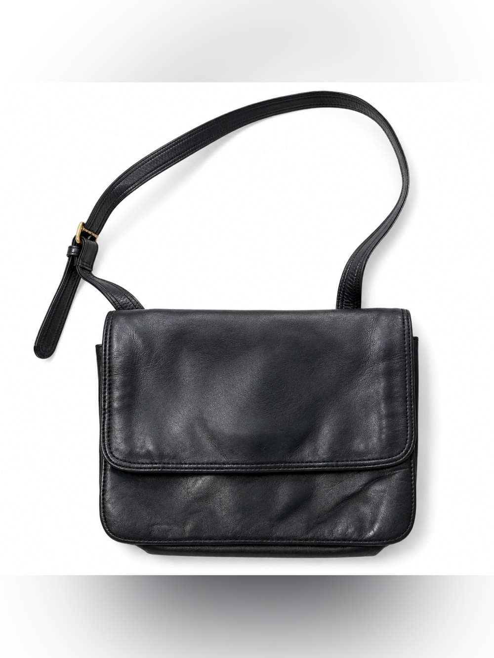 Talbots Black Genuine Leather Crossbody Bag Vintage Flap Purse